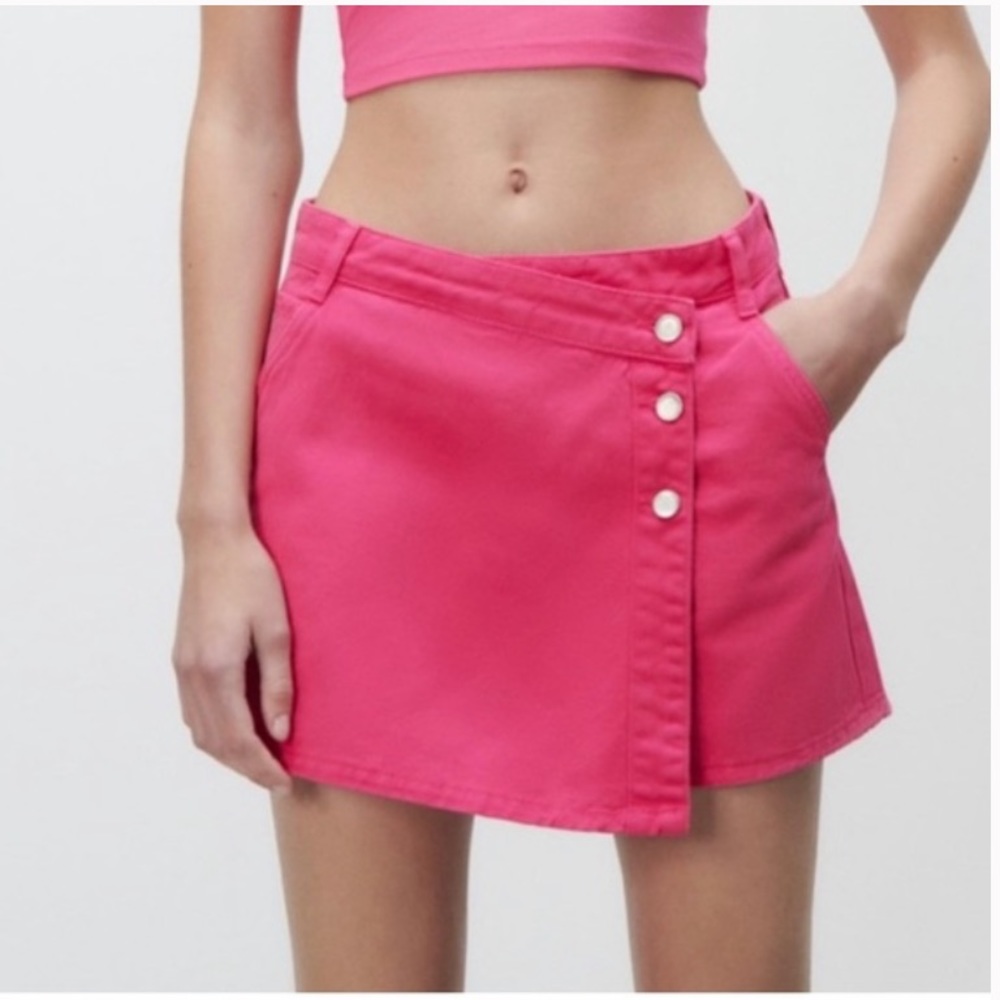 💞 ZARA HOT PINK DENIM COTTON SKORT! - Picture 12 of 12